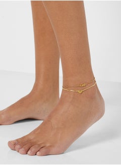Ginger Pearl Heart Charm Anklet  - Image 4