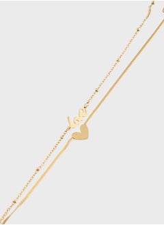 Ginger Pearl Heart Charm Anklet  - Image 2