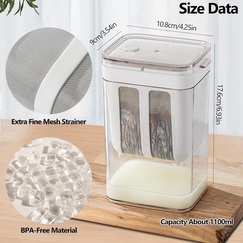 FBLXE 1100ML Yogurt StrainerYogurt Filter Milk Strainer with Fine Mesh BagLid and Scale Mark for Making Thick Greek YogurtSoybean MilkKefirBerriesSoupFruit JuiceCoffee - Image 2