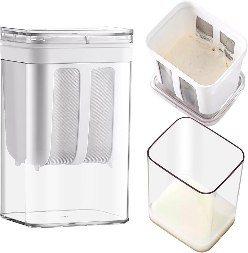 FBLXE 1100ML Yogurt StrainerYogurt Filter Milk Strainer with Fine Mesh BagLid and Scale Mark for Making Thick Greek YogurtSoybean MilkKefirBerriesSoupFruit JuiceCoffee - Image 1