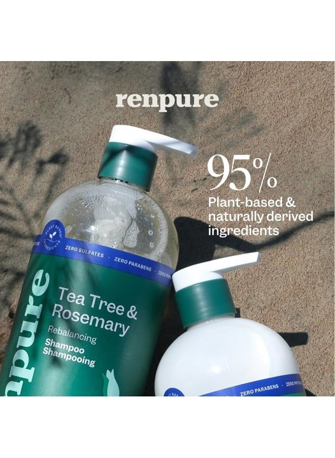 Renpure Tea Tree & Rosemary Shampoo & Conditioner Set, Plant Based - Refreshes & Rebalances Hair and Scalp - For Oily/Normal Hair - Tea Tree Leaf Oil, Rosemary Leaf Extract - 24 Fl Oz each, 2 Pack - Image 2