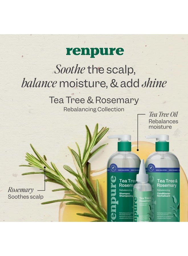 Renpure Tea Tree & Rosemary Shampoo & Conditioner Set, Plant Based - Refreshes & Rebalances Hair and Scalp - For Oily/Normal Hair - Tea Tree Leaf Oil, Rosemary Leaf Extract - 24 Fl Oz each, 2 Pack - Image 3