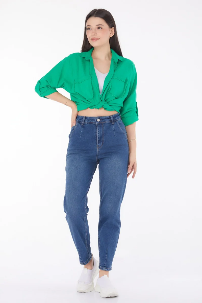 Tofisa Plain Mid Women's Blue Jeans - 25743