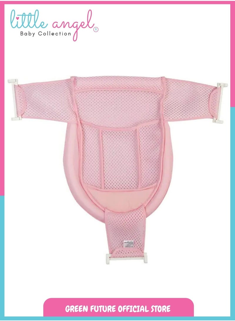 Little Angel - Baby Bath Net Support - Adjustable Mesh Sling for Newborns and Infants, Breathable and Comfortable, Fits Most Bathtubs, Easy to Clean, Pink - Image 1