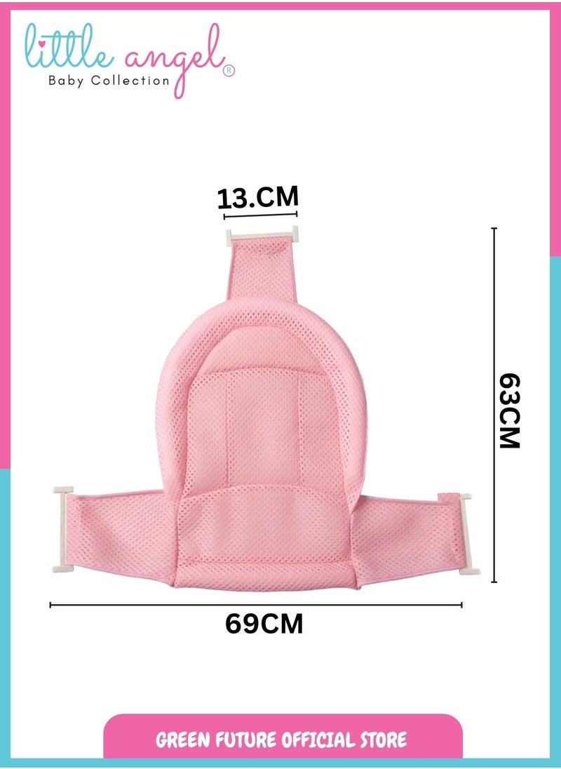 Little Angel - Baby Bath Net Support - Adjustable Mesh Sling for Newborns and Infants, Breathable and Comfortable, Fits Most Bathtubs, Easy to Clean, Pink - Image 1