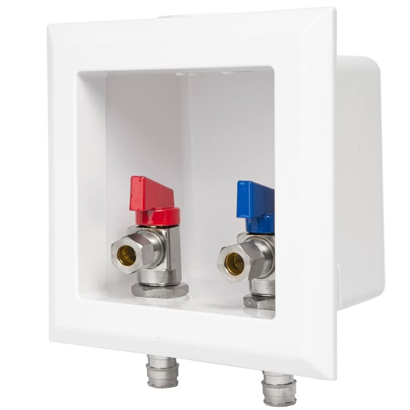 EFIELD Pex Preassembled Faucet Outlet Box 12Inch PexA Expansion F1960 Inlet with Installed 14Turn Ball Valve For Hot Cold Water Supply Chrome PlateFC002