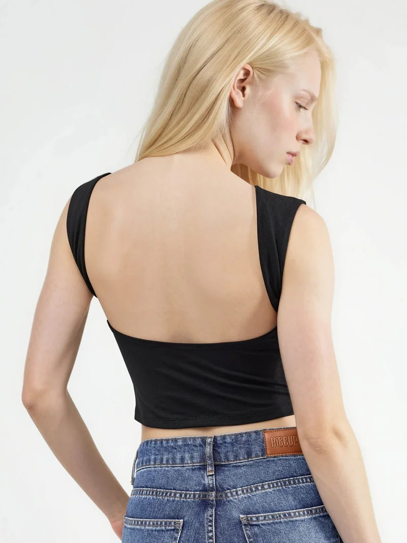 هيكاب Open Back Viscose Crop Top