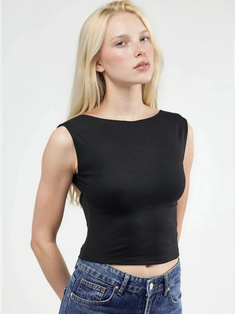 هيكاب Open Back Viscose Crop Top