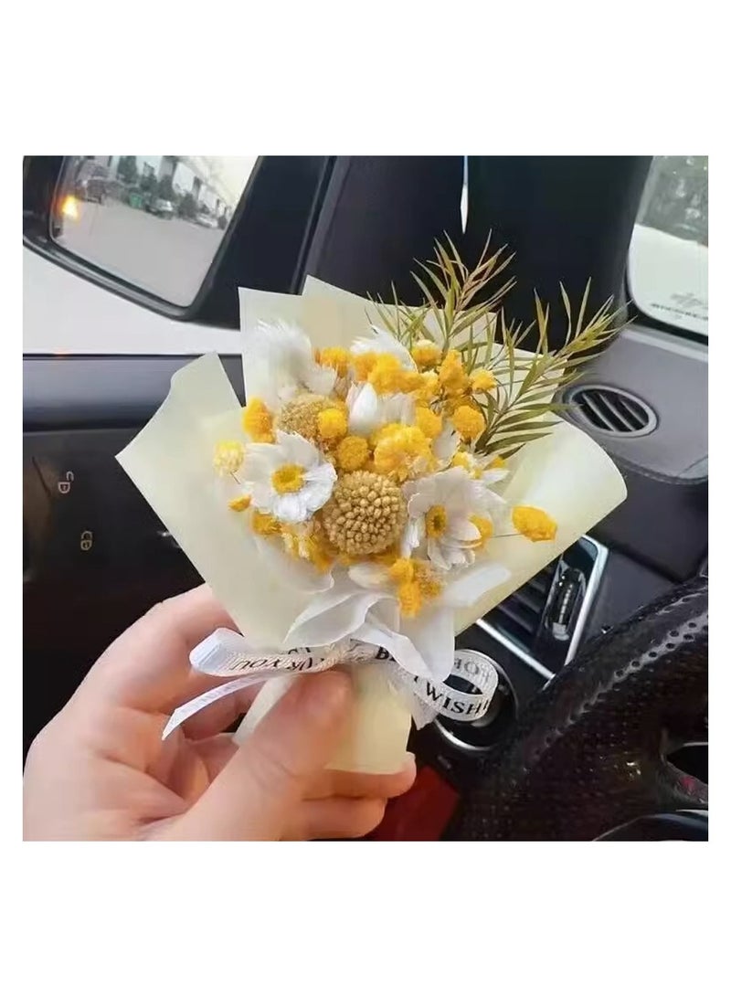 SYOSI 2 Pcs Dried Flower Bouquet Air Vent Clips Small Mini Automotive Freshener Diffuser Gifts for Woman Girls Vehicle Interior Decorations Universal Truck SUV Dashboard Yellow - Image 3