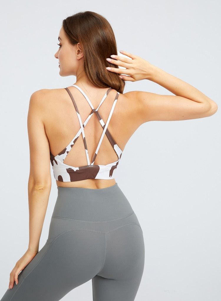 Yoga Exercise Fitness Running Bra White curry color
