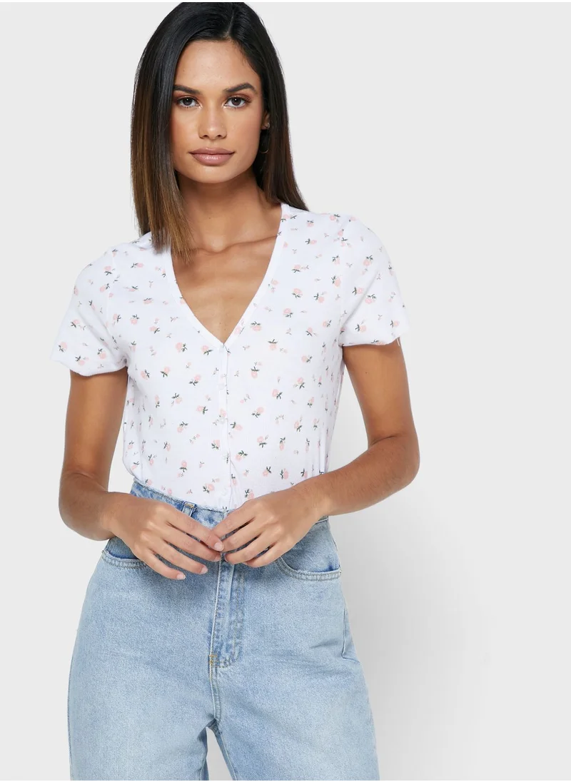 Cotton On Button Through Short Sleeve Top