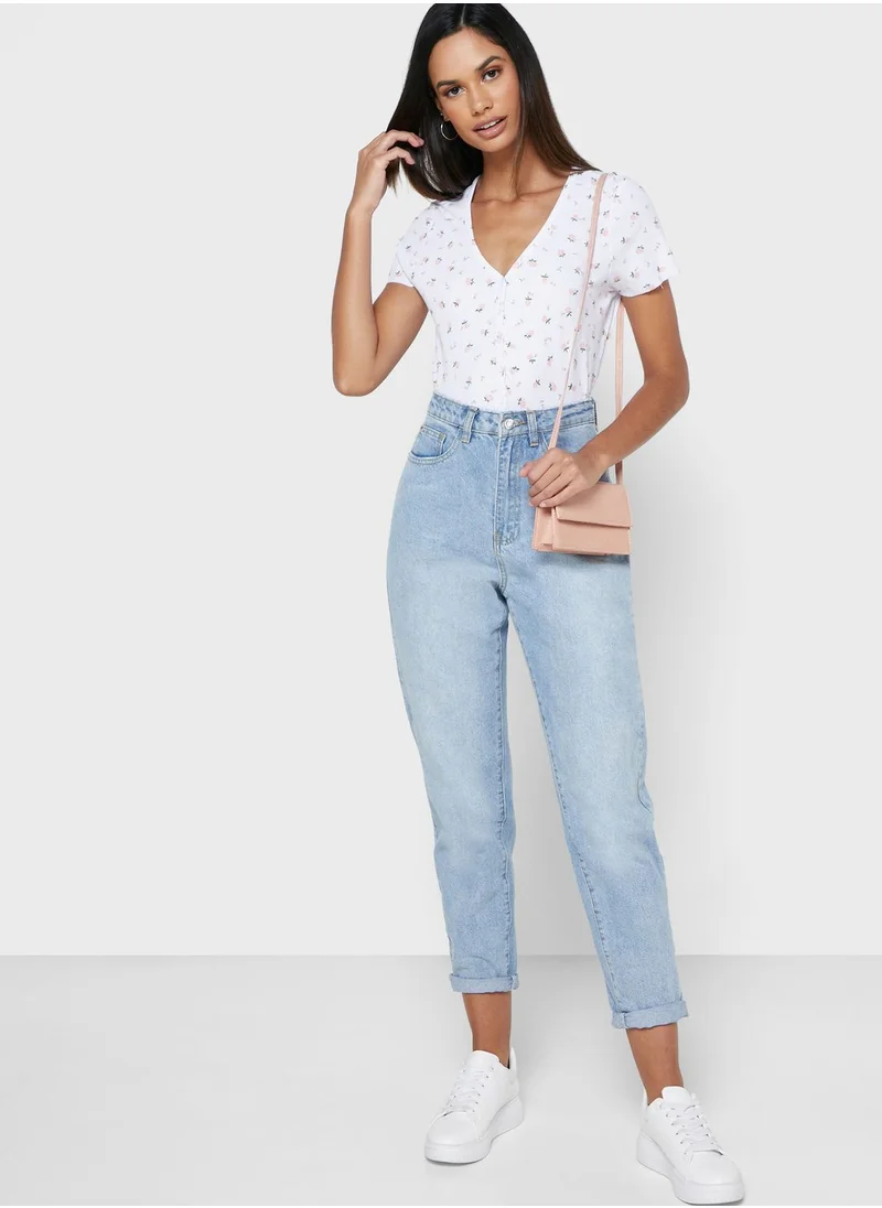 Cotton On Button Through Short Sleeve Top