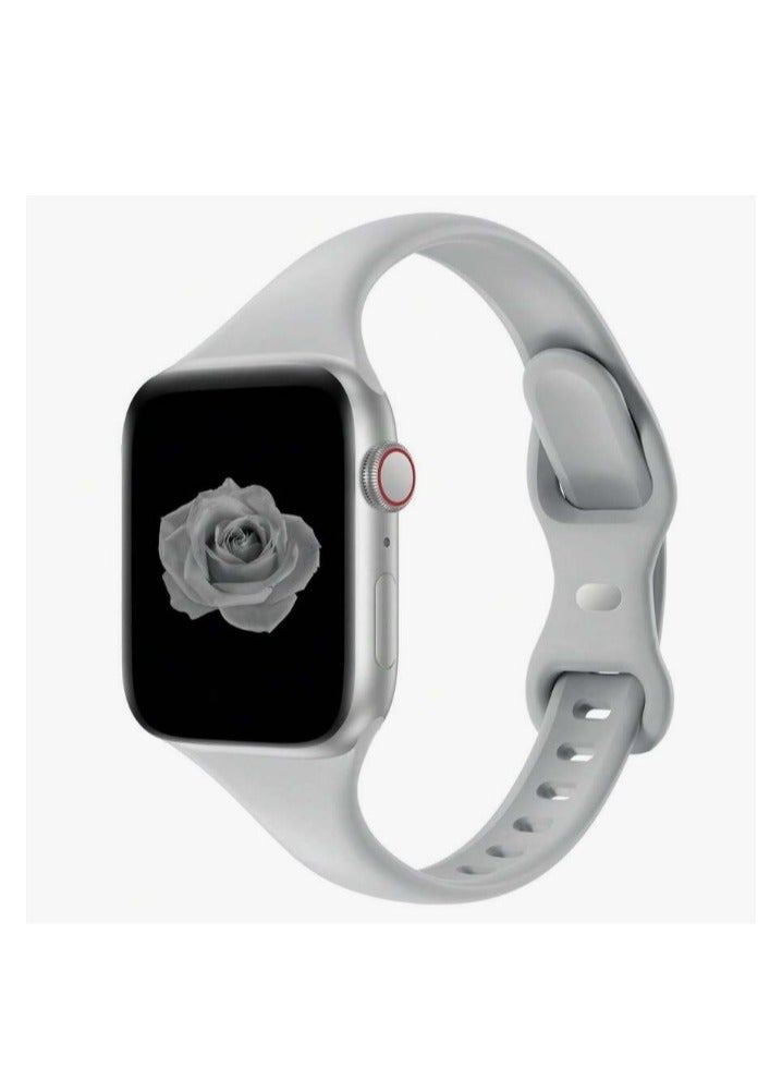 Bands Compatible with Apple Watch Ultra 49mm 45mm 44mm 42mm 41mm 40mm, Replacement Soft Silicone Strap for iWatch Ultra/Ultra 2 Series SE SE2 9 8 7 6 5 4 3 2 1 – Grey - Image 1