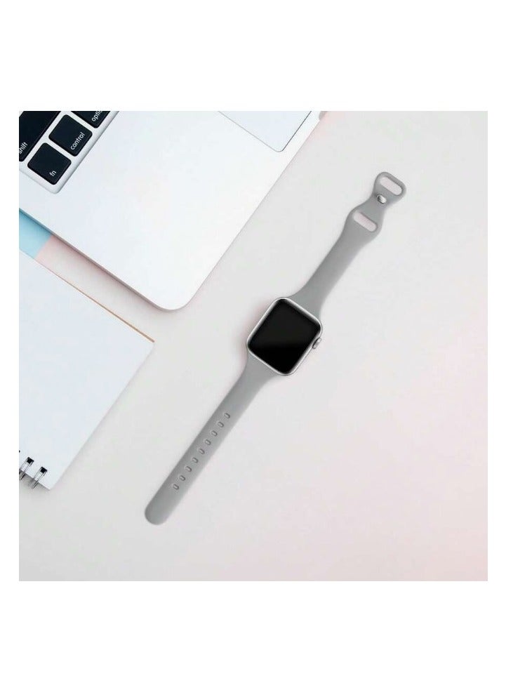 Bands Compatible with Apple Watch Ultra 49mm 45mm 44mm 42mm 41mm 40mm, Replacement Soft Silicone Strap for iWatch Ultra/Ultra 2 Series SE SE2 9 8 7 6 5 4 3 2 1 – Grey - Image 2