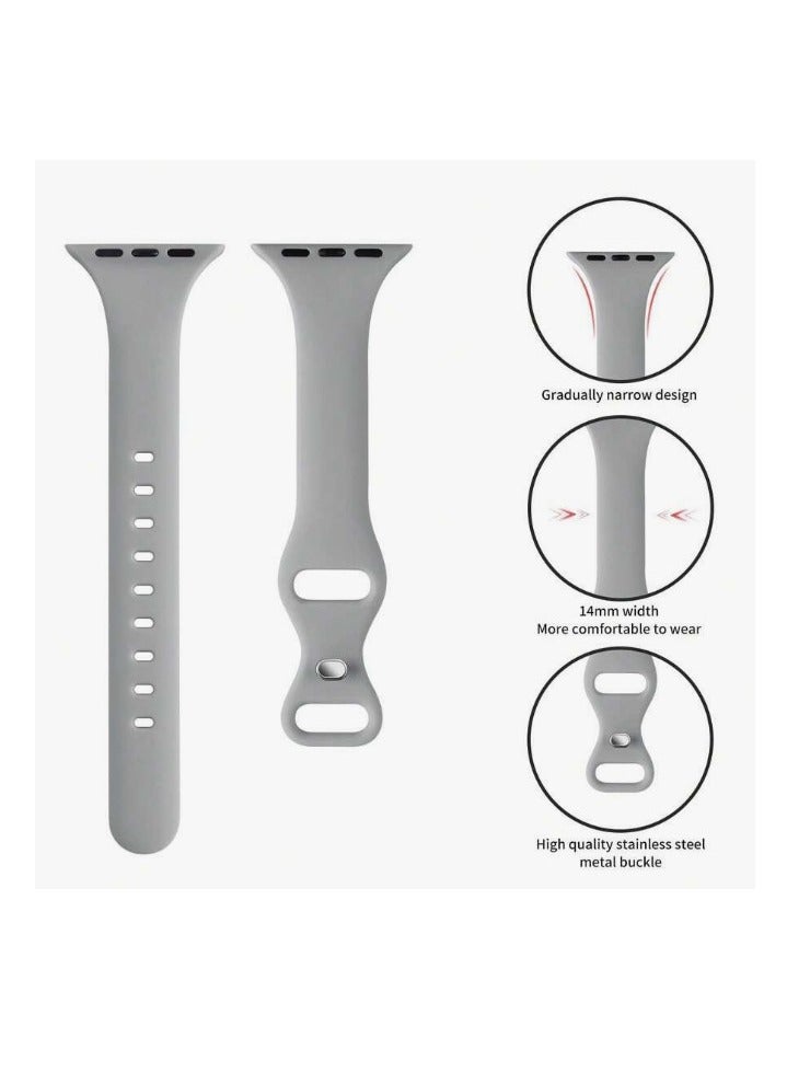 Bands Compatible with Apple Watch Ultra 49mm 45mm 44mm 42mm 41mm 40mm, Replacement Soft Silicone Strap for iWatch Ultra/Ultra 2 Series SE SE2 9 8 7 6 5 4 3 2 1 – Grey - Image 3