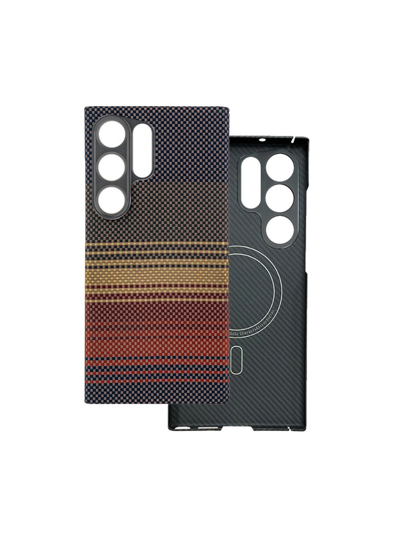 Case for Samsung Galaxy S25 Ultra with MagSafe, Slim  Light Minimalist Style Protective Cover, 1500D Aramid Fiber Made, Carbon Fiber Texture, Sunset - Image 1