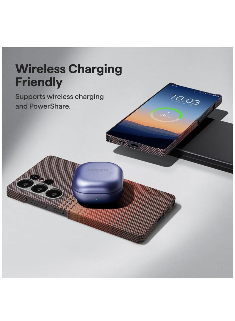 Case for Samsung Galaxy S25 Ultra with MagSafe, Slim  Light Minimalist Style Protective Cover, 1500D Aramid Fiber Made, Carbon Fiber Texture, Sunset - Image 4