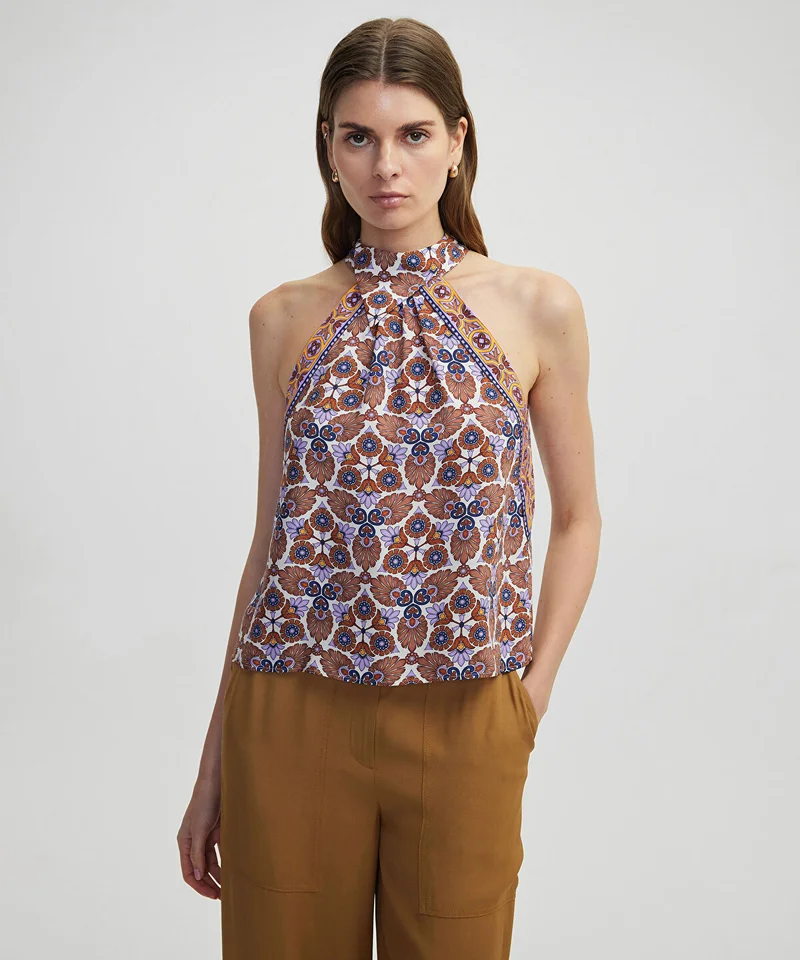 ابيكول Halter Neck Printed Blouse