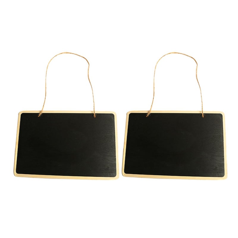 2 Pack Black Wooden Chalkboard 30x20cm Hanging Message Board For Restaurant Office School - Image 2