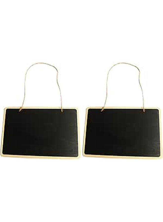 2 Pack Black Wooden Chalkboard 30x20cm Hanging Message Board For Restaurant Office School - Image 1