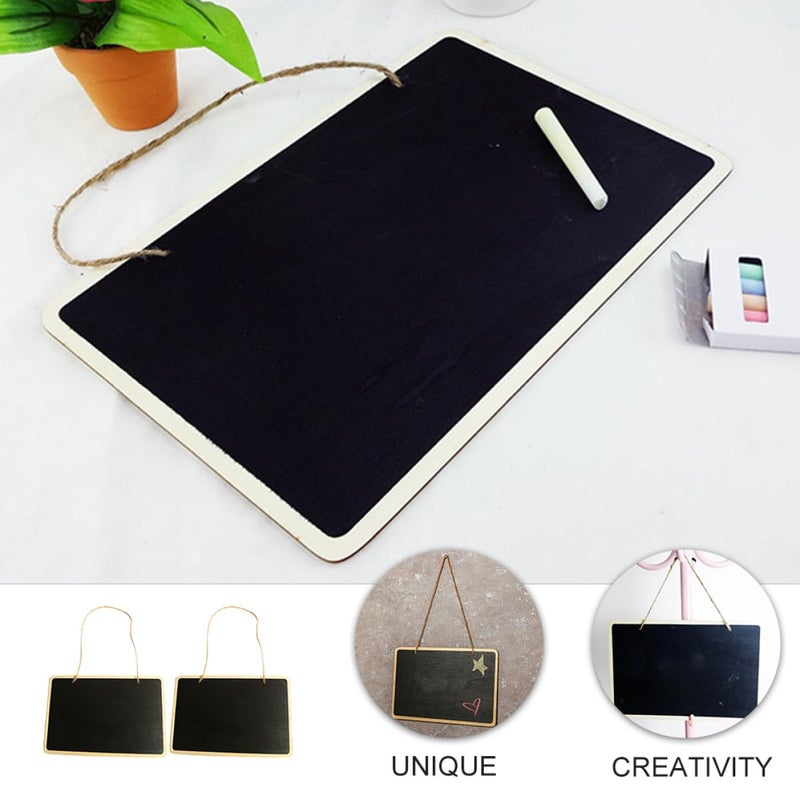 2 Pack Black Wooden Chalkboard 30x20cm Hanging Message Board For Restaurant Office School - Image 3
