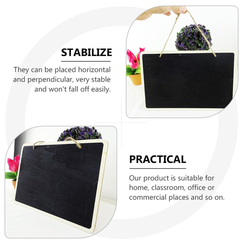 2 Pack Black Wooden Chalkboard 30x20cm Hanging Message Board For Restaurant Office School - Image 5