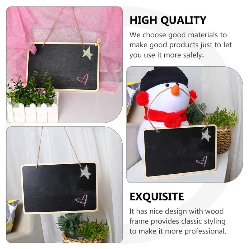 2 Pack Black Wooden Chalkboard 30x20cm Hanging Message Board For Restaurant Office School - Image 4