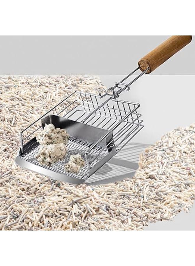 Non Stick Metal Cat Litter Scoop Large Ergonomic Poop Tool Easy Clean - Image 4