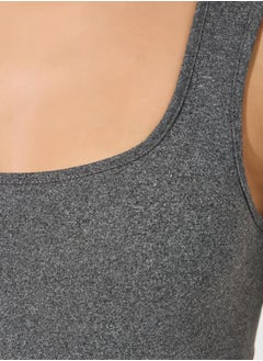 Styli Solid Knit Sleeveless Square Neck Bodysuit  - Image 3