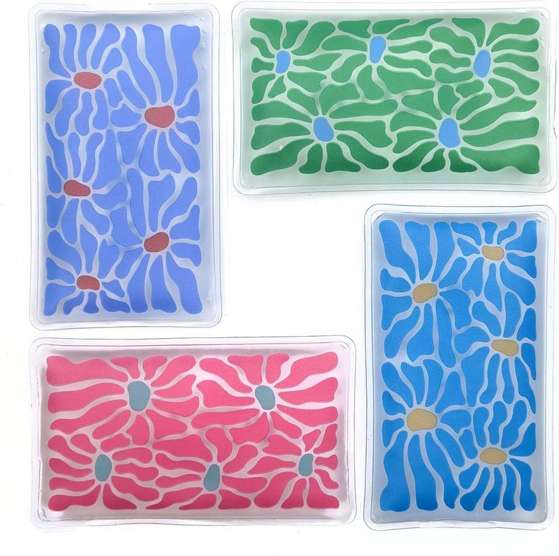 Cozeoa Kids Reusable Ice Packs, Flower 4-Pack Non-Toxic BPA-Free, 8H Long-Lasting Cold Packs for Lunch/Boxes/School/Travel, Slim Gel Ice Packs for Kids Boo-Boo Relief - Image 1