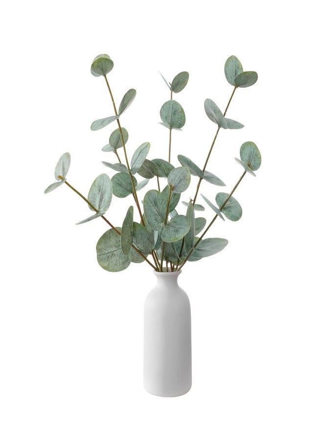 dallisten Artificial Eucalyptus Stems with Ceramic Vase, 13'' Fake Plants for Home Decor, White Vase with Greenery for Modern Farmhouse Boho Decor, Table Centerpiece for Room Bathroom Kitchen Mantle - Image 1
