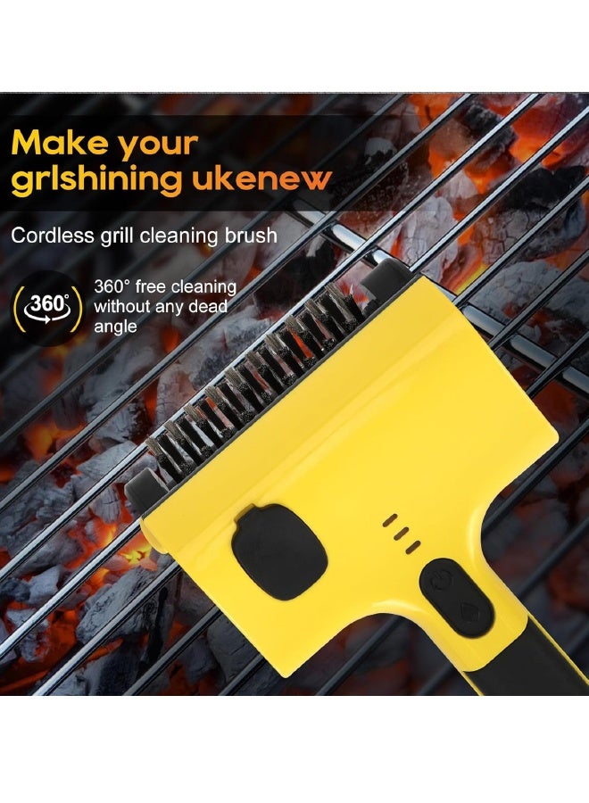 شاربدو فرشاة شواية كهربائية ، منظف شواية مع فرشين ، 360 درجة ملحقات شواء الفرشاة المنظف للبورسلين/ويبر/شواية الفحم - هدايا لمعالج الشواية/الرجال - Image 3