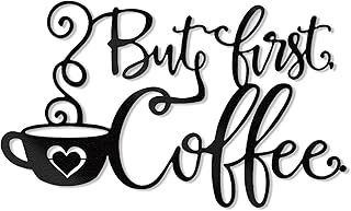 JevulSoyln JevulSoyln But First Coffee Sign Black Metal Wall Decor, Word Art Decorations for Home Kitchen Bedroom Dining Room Bar  - Image 1