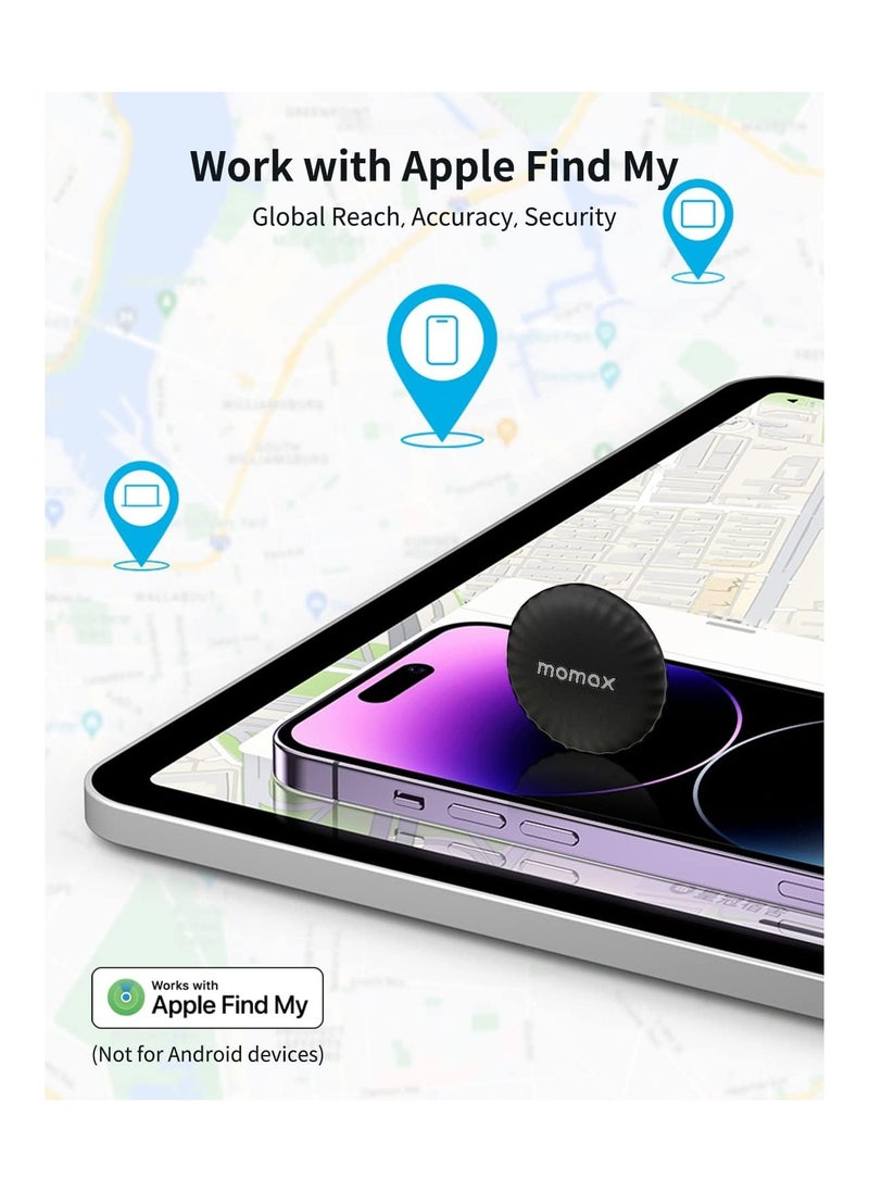 Momax - MOMAX Tracker Tag, Lost Key Finder Works with Apple Find My (iOS Only), Key Tracker with APP,Sound Location, Key Location Pin Tag for Luggage,Suitcase,Wallet,Pet,Kid (Black, 4-Pieces) - Image 1