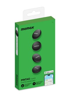 MOMAX Tracker Tag, Lost Key Finder Works with Apple Find My (iOS Only), Key Tracker with APP,Sound Location, Key Location Pin Tag for Luggage,Suitcase,Wallet,Pet,Kid (Black, 4-Pieces)