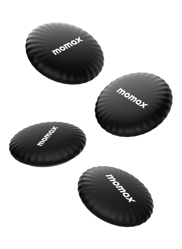 Momax - MOMAX Tracker Tag, Lost Key Finder Works with Apple Find My (iOS Only), Key Tracker with APP,Sound Location, Key Location Pin Tag for Luggage,Suitcase,Wallet,Pet,Kid (Black, 4-Pieces) - Image 1