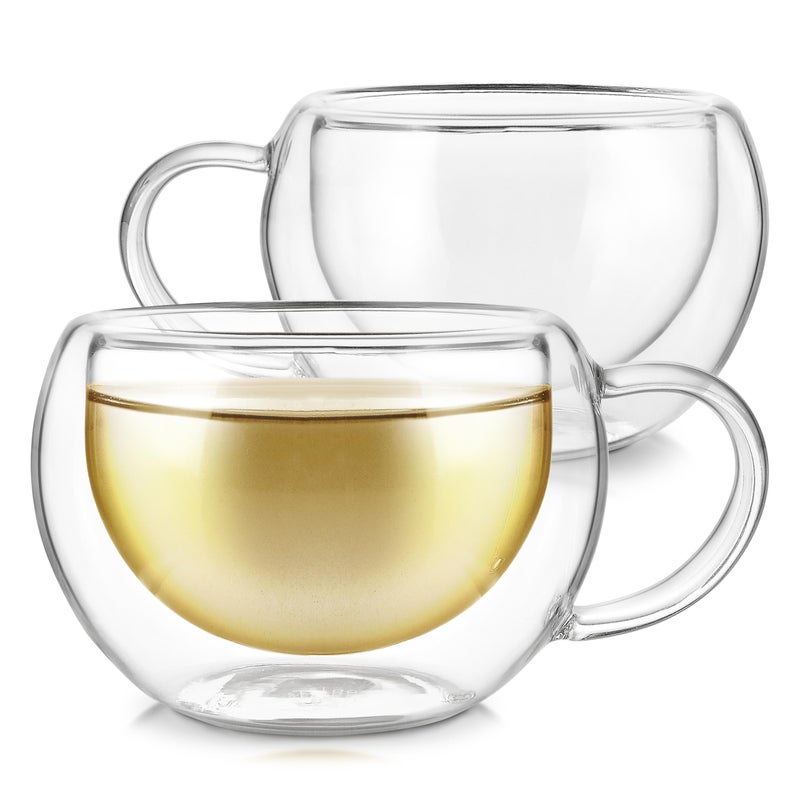 Teabloom Modern Classic Insulated Cups â€“ 6 oz / 200 ml â€“ Set of 2 Double Walled Glass Cups for Tea or Coffee - Image 1