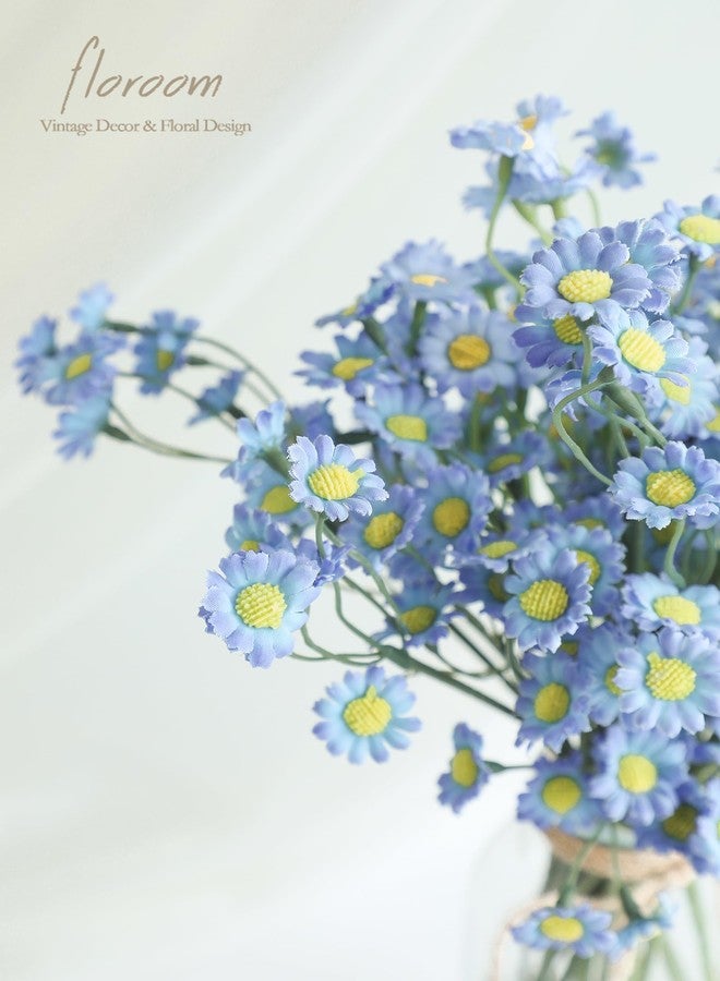 Floroom 24pcs Small Fake Silk Dusty Blue Daisies Artificial Wildflowers for Decorations, Ideal for DIY Bouquets, Centerpieces, Party Decor, Wedding Arrangements (Vase Not Included) - Image 3