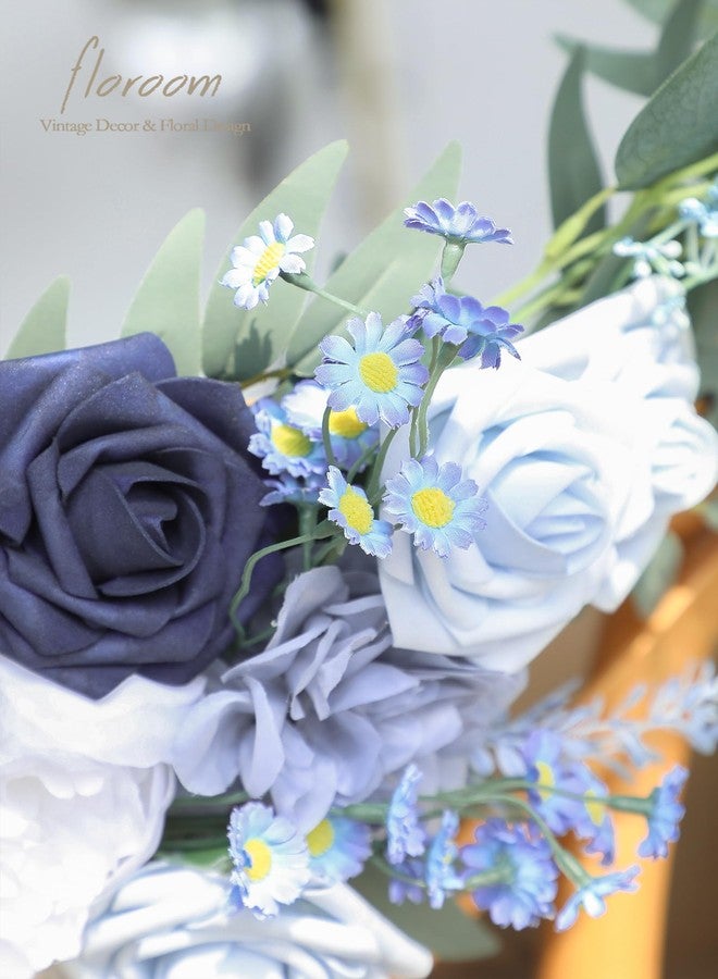 Floroom 24pcs Small Fake Silk Dusty Blue Daisies Artificial Wildflowers for Decorations, Ideal for DIY Bouquets, Centerpieces, Party Decor, Wedding Arrangements (Vase Not Included) - Image 5