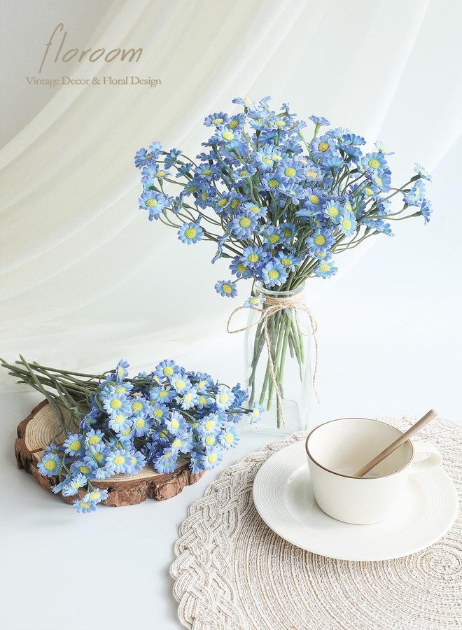 Floroom 24pcs Small Fake Silk Dusty Blue Daisies Artificial Wildflowers for Decorations, Ideal for DIY Bouquets, Centerpieces, Party Decor, Wedding Arrangements (Vase Not Included) - Image 2