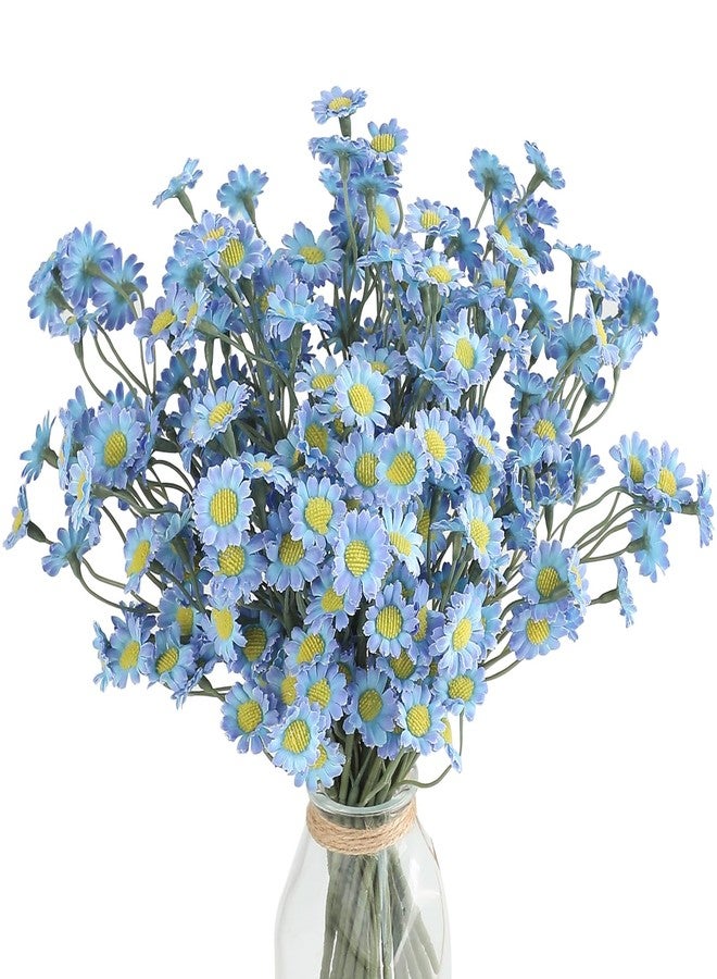 Floroom 24pcs Small Fake Silk Dusty Blue Daisies Artificial Wildflowers for Decorations, Ideal for DIY Bouquets, Centerpieces, Party Decor, Wedding Arrangements (Vase Not Included) - Image 1
