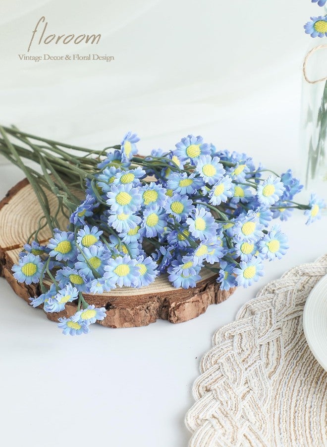 Floroom 24pcs Small Fake Silk Dusty Blue Daisies Artificial Wildflowers for Decorations, Ideal for DIY Bouquets, Centerpieces, Party Decor, Wedding Arrangements (Vase Not Included) - Image 4