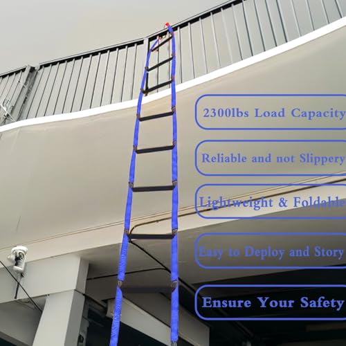 XXFBJNMD Emergency Fire Escape Ladder 9.8 Feet Portable Safety Rope Ladder Emergency Escape Ladders for 2-3 Story Homes for Windows, Balconies, and Sailboats, Kayaks, Etc - Image 2