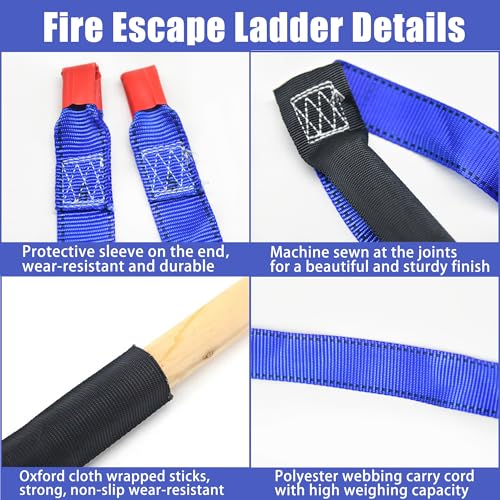 XXFBJNMD Emergency Fire Escape Ladder 9.8 Feet Portable Safety Rope Ladder Emergency Escape Ladders for 2-3 Story Homes for Windows, Balconies, and Sailboats, Kayaks, Etc - Image 5
