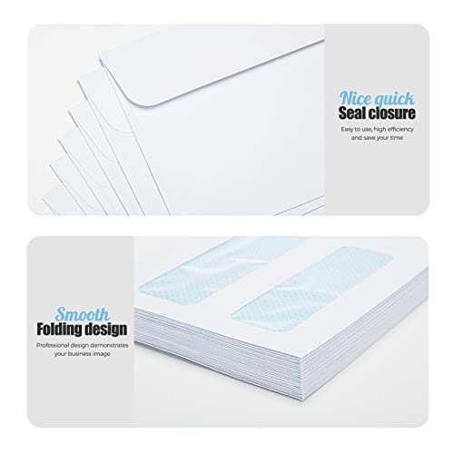 ACSTEP #10 500Pack Double Window Envelopes Self Seal Security Envelopes For Business, Quickbooks Check With Self Sealing Closure, 4 1/8 x 9 1/2 White - Image 2