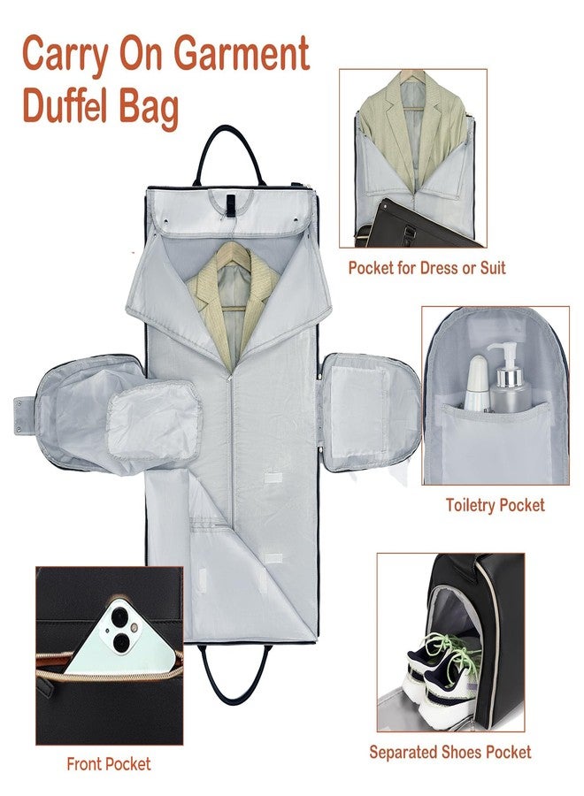 SeseBee Suit Bag, Garment Bags for Hanging Clothes Travel,Large PU Leather Duffle Bag for Men Women,Waterproof Garment Bags for Travel with Built-In Shoe Pocket,3 in 1 Hanging Suitcase Suit Travel Bags, Black - Image 3
