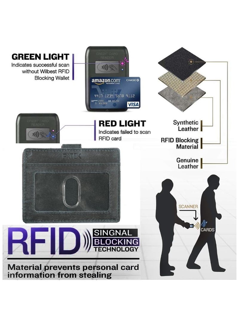 بديك محفظة رجالية من الجلد الطبيعي من باتيك WA04 مع حماية RFID باللون الرمادي - Image 3