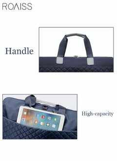 roaiss Quilted Travel Duffel Bag Large Capacity Lightweight Waterproof Oxford Fabric Multipurpose Shoulder Luggage Bag for Fitness Sports Training Trip for Unisex Blue  - Image 5