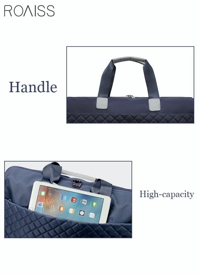 roaiss - Quilted Travel Duffel Bag Large Capacity Lightweight Waterproof Oxford Fabric Multipurpose Shoulder Luggage Bag for Fitness Sports Training Trip for Unisex Blue - Image 1
