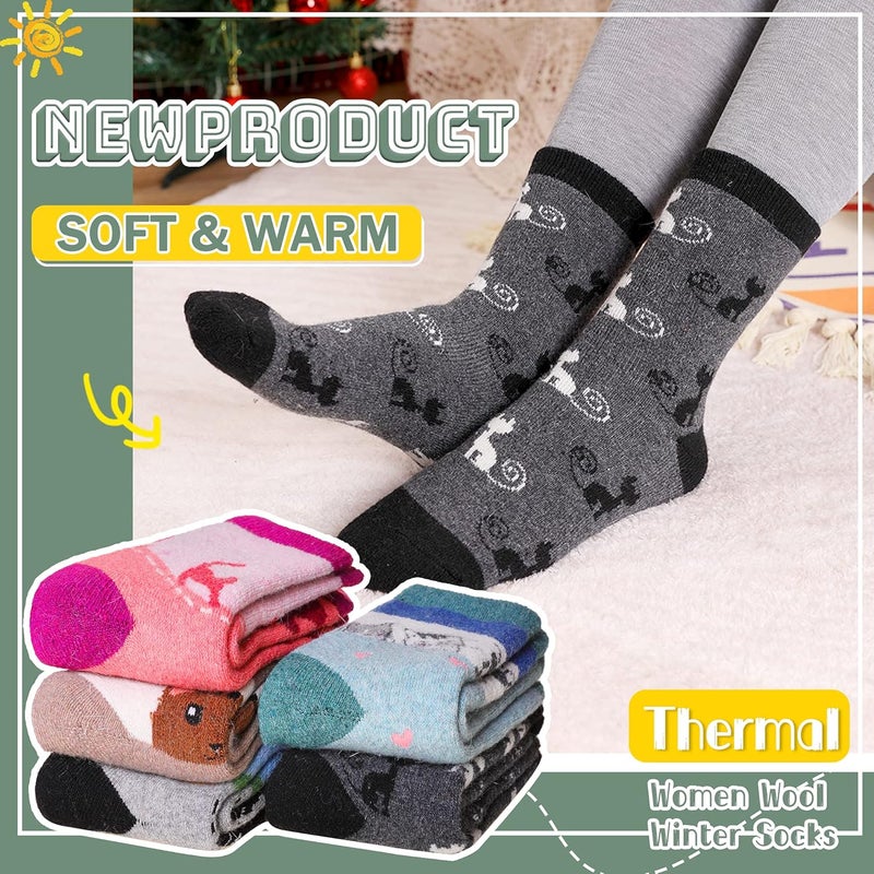Velice Wool Socks for Women Merino Wool Boot Hiking Thick Thermal Warm Winter Crew Cushion Cozy Work Socks 5 Pairs - Image 2